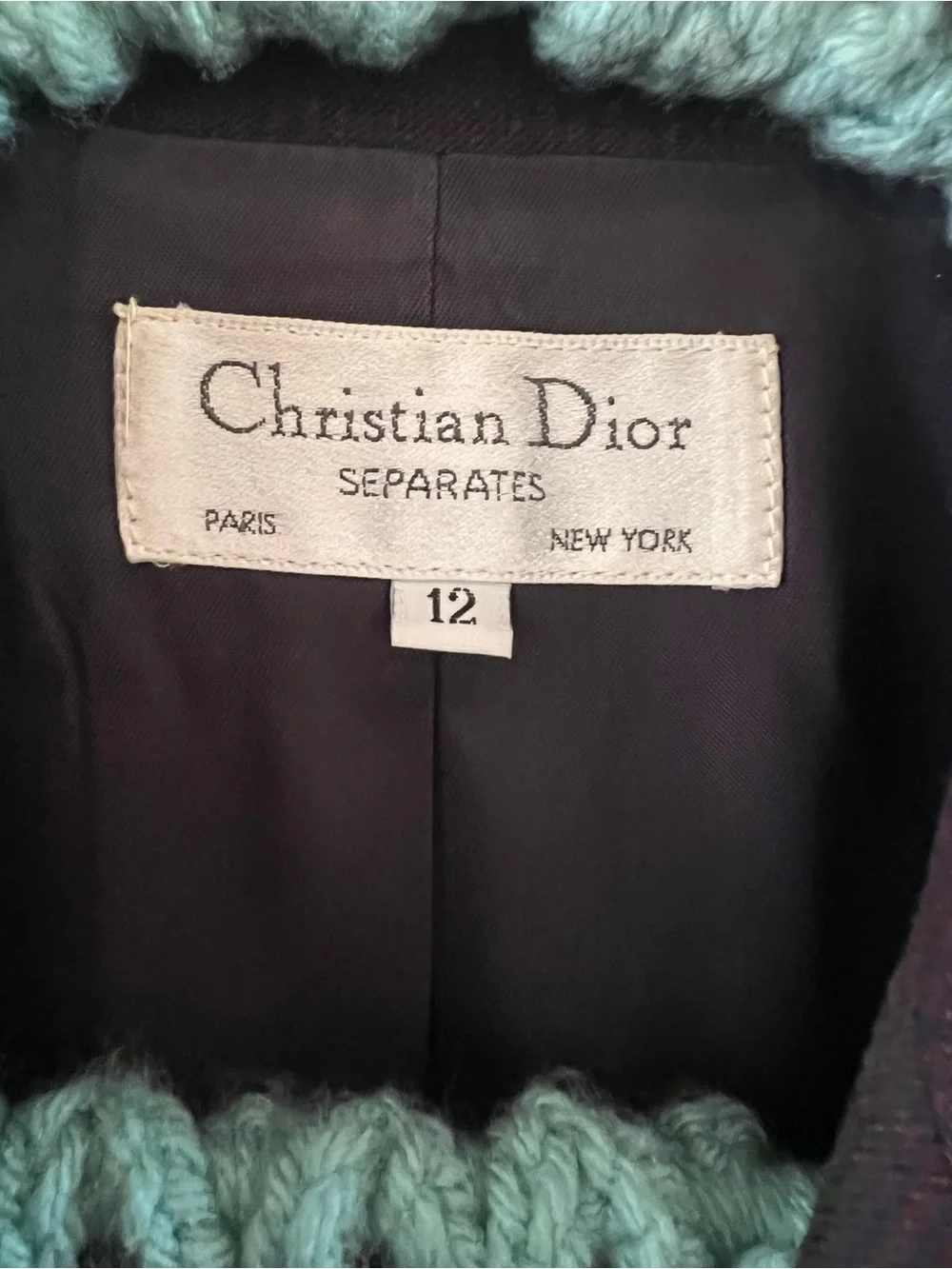 Vintage Christian Dior 100% wool plaid blazer Coat Brown & navy double breast 12